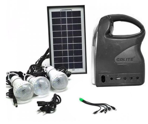 Kit solar GDLITE GD-7 PREMIUM 3 becuri, lanterna inclusa + usb incarcare